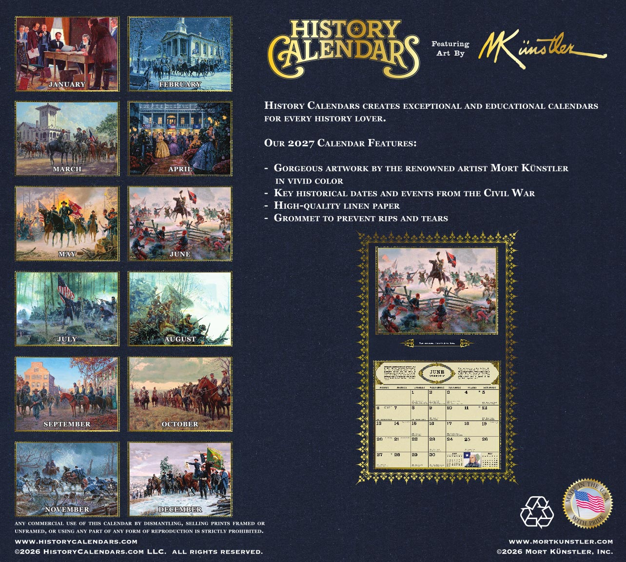 2027 NEW Mort Künstler Civil War Calendar