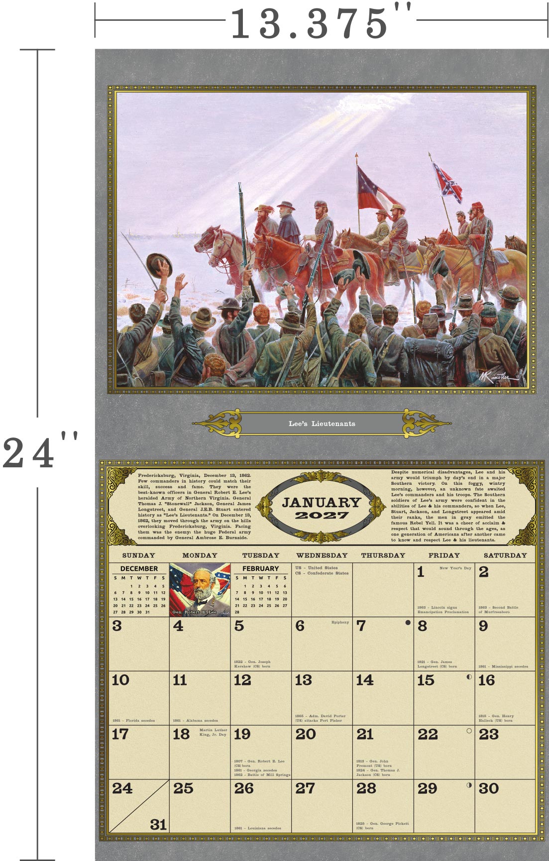 2027 NEW Mort Künstler Commanders in Gray Calendar